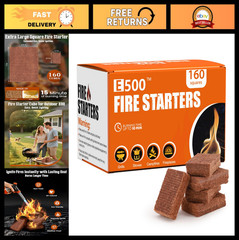 160-Count Fire Starter Squares for Campfires, BBQ, Fire Pits & Grills – Quick Li