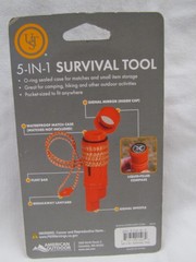Survival Tool 5-In-1 Whistle Compass Flint Bar Signal Mirror Waterproof Case NEW