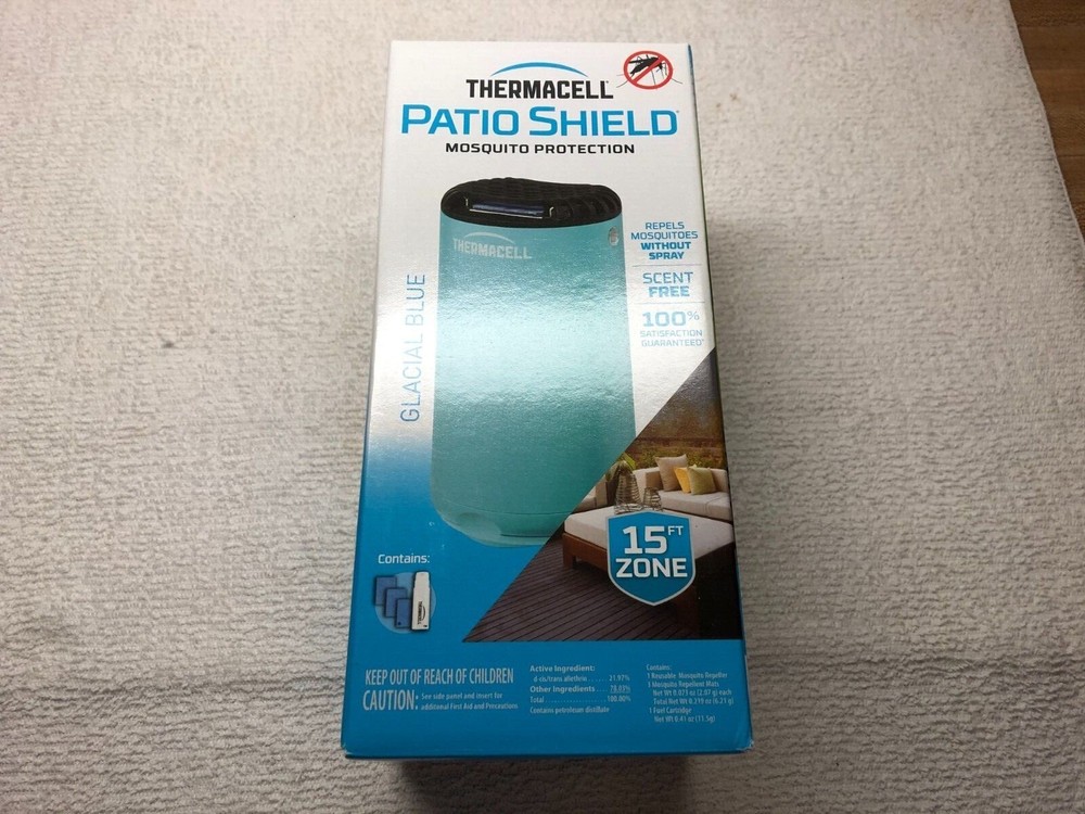 Thermacell Patio Shield Mosquito -Highly Effective Repeller – Glacial Blue – NIB
