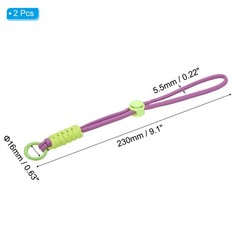2 Pcs Paracord Lanyard Keychain with Spring Ring Purple Light Green