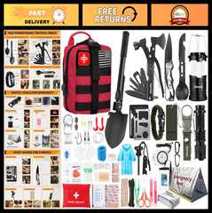 Ultimate Survival Kit 252 pcs – Emergency Gear & Mini First Aid for Home, Car, O