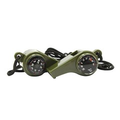 3-In-1 Hiking Essential Whistle 2 Pack Compass Thermometer Outdoor with Lanyard