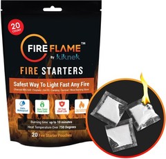 Instant Fire Starter – 100% Waterproof, Odorless & Non-Toxic – 20 Pouches for Ca