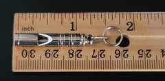 5 Silver Mini Whistles 1.5″ w Key Ring Camping Purse Security Whistle Pet Train