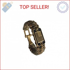 VAYOBOO Paracord Bracelet – Tactical Survival Bracelet for Men with Bronze USA F