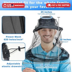 2 Pack Mosquito Head Net Bug Protection Ultra Fine Mesh Camping Hiking