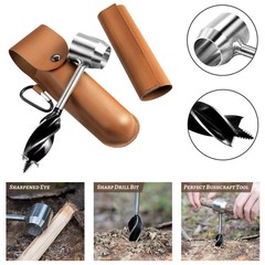 2PC Outdoor Survival Tool Wood Drill Manual Hand Auger Wrench Bushcraft Settlers