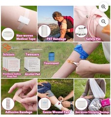 Pink Emergency Survival & First Aid Kit, Self-Defense Gear with Molle Pouch & Te