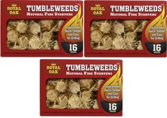 Royal Oak 205-228-448 Tumbleweeds 16 Count Natural Fire Starters – Pack of 3