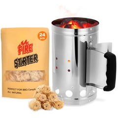 Charcoal Chimney Starter, BBQ Grill Quick Rapid Fire Starter Chimney for Outd…