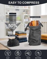 EPEDAL24 Travel Laundry Bag, Pump-free Vacuum 23″ L × 17″ W × 6.5″ H, Black