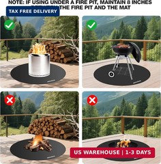 36» Round Fire Pit Mat for Solo Stove Bonfire,Double-Sided Fireproof Grill Mat,