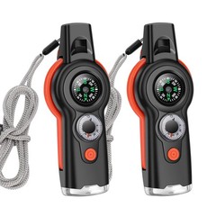 ​​7-in-1 Emergency Survival Whistle with Lanyard, Safety Whistle with Compass…