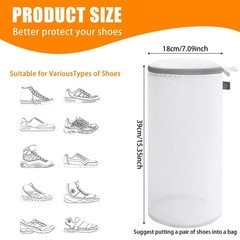 Kimmama Shoe Washing Machine Bag, Bag for 2L(7x7x15″), White