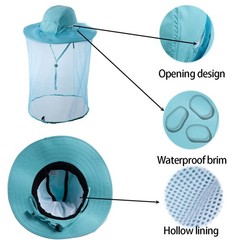 Head Netting Mosquito Net Hat Beekeeper Bee Veil Hat Bug Face Cover Netted Fi…