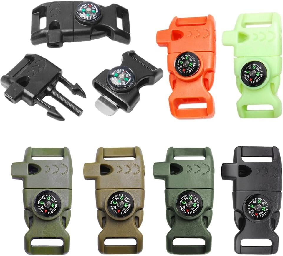 5/8″ Compass Whistle Buckle Plastic Paracord Bracelet Outdoor Camping Emergency