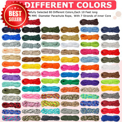 80 Pcs Paracord 550 Cord 10FT Kit Bracelet Lanyard Dog Collar DIY Craft US