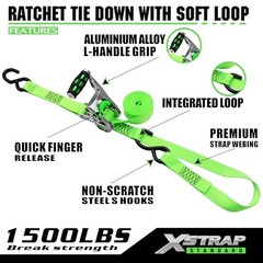 1in x 14ft Ratchet Straps with Ergonomic Aluminium Alloy Handle and Coated 4PK