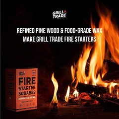 Fire Starter Squares 144 Pack – Easy BBQ Grill, Camping, Wood Stove & Smoker Fue