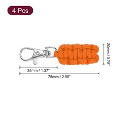 4pcs Paracord Zipper Pulls Paracord Lanyard Keychain for Backpacks Orange