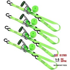 1in x 14ft Ratchet Straps with Ergonomic Aluminium Alloy Handle and Coated 4PK