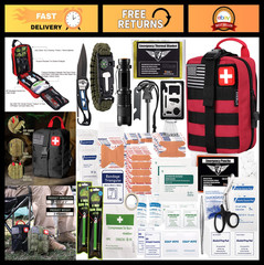 250-Piece Survival First Aid Kit | IFAK EMT Molle Pouch | Emergency Trauma Bag f