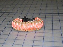 *550 paracord orange white tan bracelet king cobra large 8″ USA whistle buckle