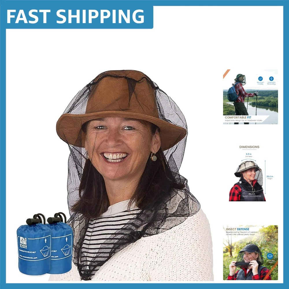 Breathable 2-Pack Mosquito Head Net – 39×26 Inch, Ideal for Outdoor Activities