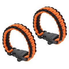 Survival Paracord Bracelets, 2 Pack Braided Bracelet, Black, Orange