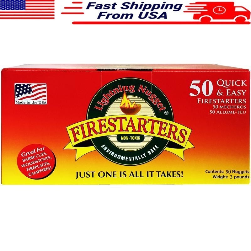 All-Natural Fire Starters 50 Count Easy Lighting Non-Toxic Indoor Outdoor Use