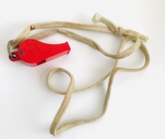 Vintage ACME Whistle Red Plastic Made in England UK Works Includes String