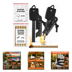 27-Piece Fire Starter Kit Ferro Rod Striker Waterproof Tinder Ropes Camping
