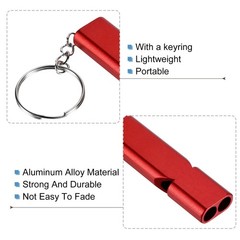 4Pcs Emergency Survival Whistle, Double Tubes Whistles Super Loud, Red