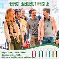 400 Pcs Emergency Whistle with Keychains, Aluminum Self Defense Keychain, Ext…