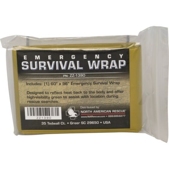North American Rescue (NAR) Emergency Survival Wrap 60 x 96″ – Green – ZZ-1390S