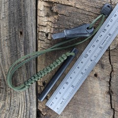 SlicKnives Ferro Rod – Medium 4″ x 3/8″ w/ OD Green Paracord Lanyard and Striker