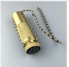 Brass Waterproof Mini Small Survival Match Fire Lighting Container Compass Kit
