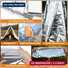 6 Pack Emergency Blankets – Mylar Thermal Space Blankets for Survival and Protec