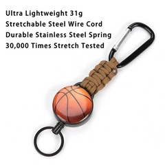 2x Retractable Paracord Keychain Heavy Duty Carabiner Clip for Outdoor Hiking