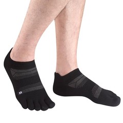 HABITER Merino Wool Toe Socks for Men & Women–50% Large, Black&grey