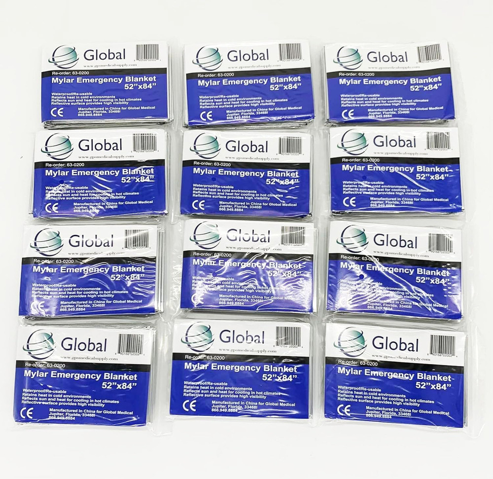 Emergency Mylar Thermal Blankets – 12 Pack | Survival Space Fire Blankets for Ou