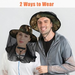 1/2PCS Anti-Mosquito Bug Bee Insect Head Net Hat Cap Sun Protection for Outdoor