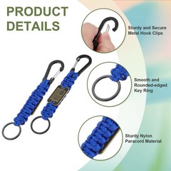 Paracord Keychains with USA Flag for Men Outdoor Activity(2Pcs, Navy Blue)