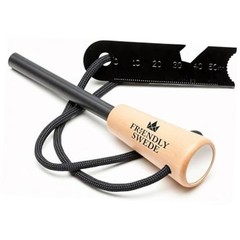 15,000+ Flint Steel Fire Rod Fire Starter with Wooden Handle – 1 Pack