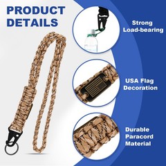 2Pcs Paracord Lanyard, Strong Lanyard with USA Flag, Desert Camouflage