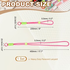 1Set Heavy Duty Paracord Keychain Lanyard for Keys , Rose Red/Green