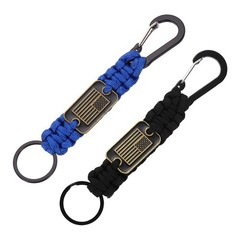 2Pcs Paracord Keychains, Paracord Keychain with USA Flag, Black, Dark Blue