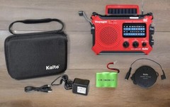 Kaito KA500 Weather Radio Solar Crank Bundle with Case AC Adapter Antenna Batt
