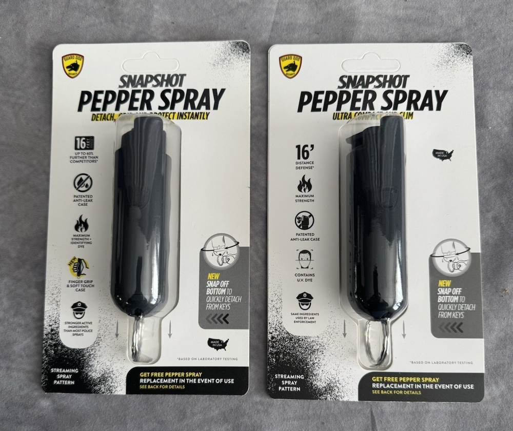 2Pk Guard Dog Security Snapshot Pepper Spray with Finger Grip Black
