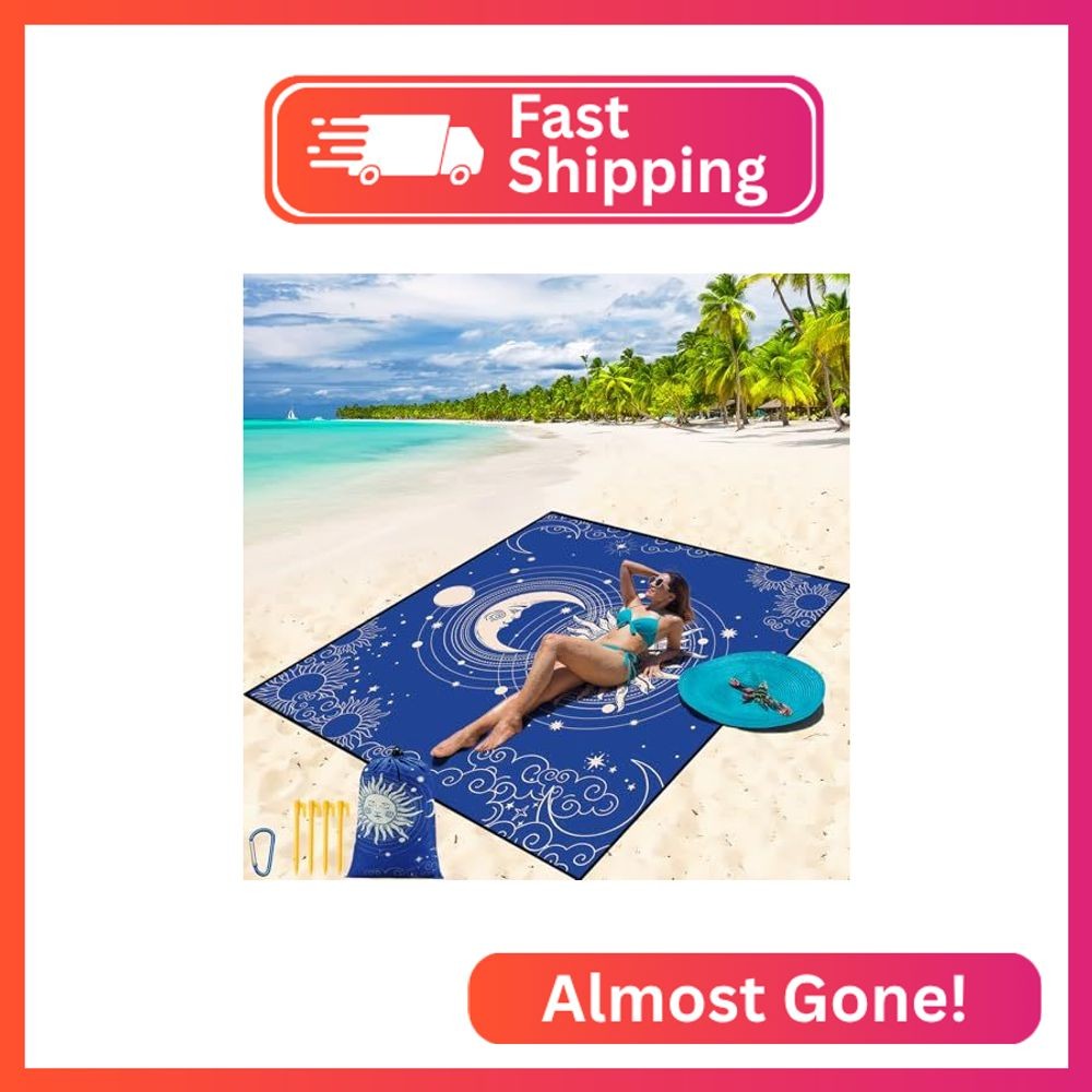WIWIGO Beach Blanket Mat Waterproof Sandproof for 2-8 Adults Quick Drying
